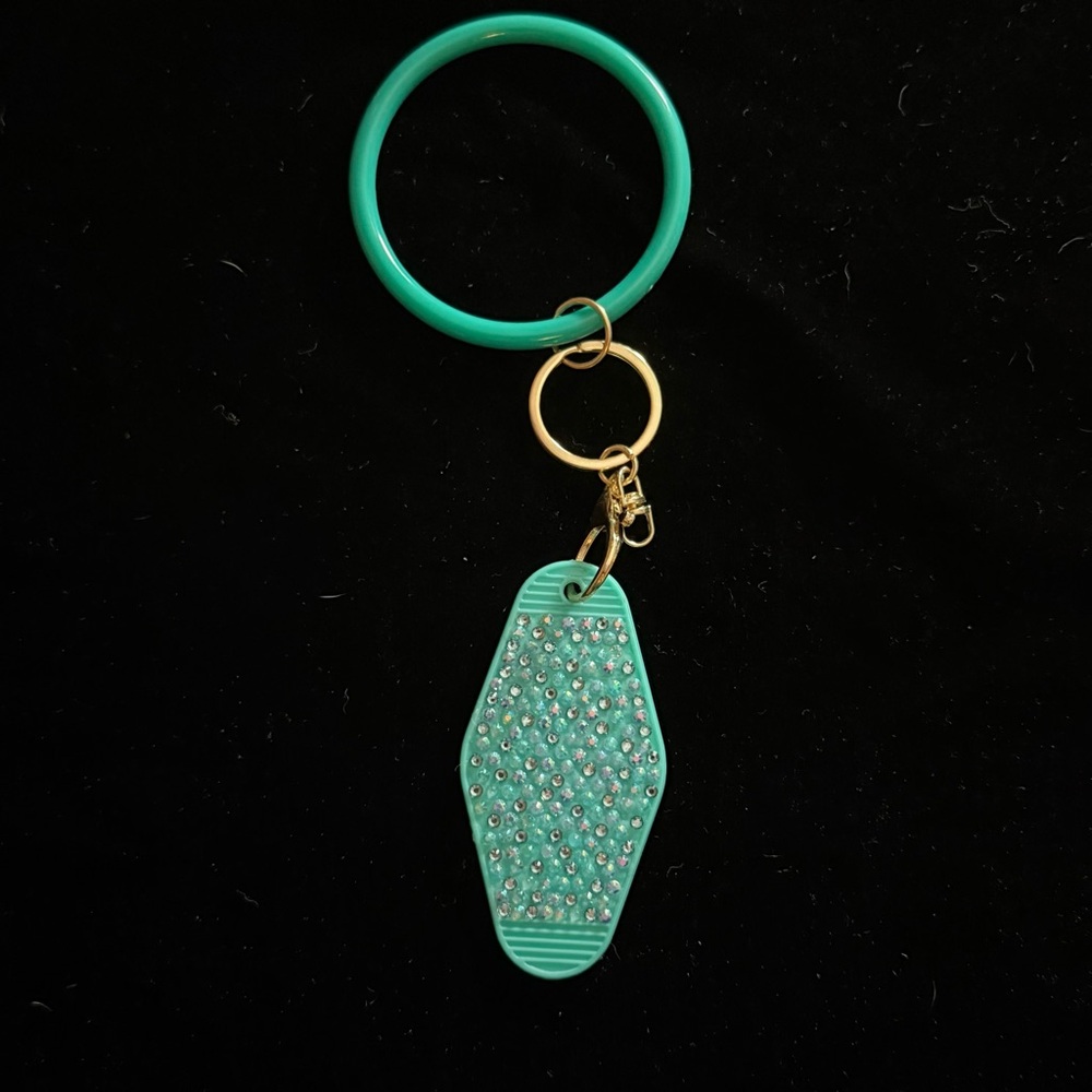 Custom Made |  Teal Rhinestone Keychain Bracelet